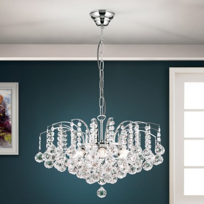 Candelabru cristal Asfour design lux KRISTALL KLASSISCH 6L chrome plated/clear 