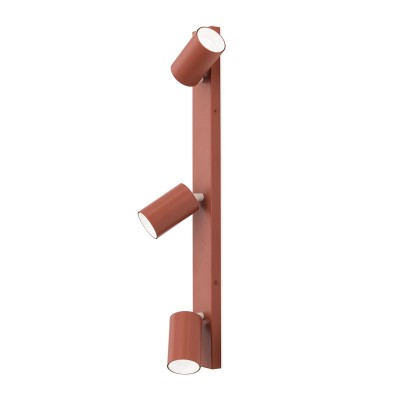 Aplica cu 3 spoturi directionabile stil minimalist PENN, rosu coral