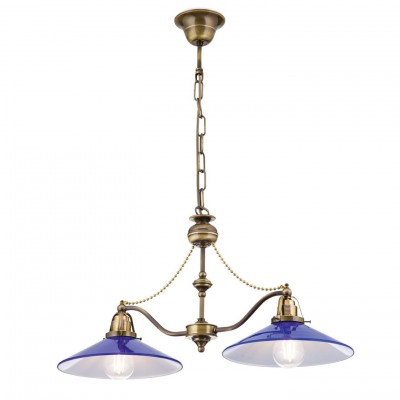 Lustra realizata manual design rustic ARTDESIGN, patina/ albastru-cobalt