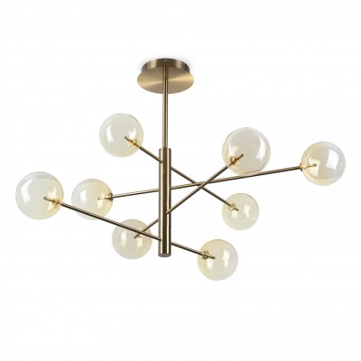 Lustra cu 8 surse de lumina EQUINOXE SP8 antique brass/ faded amber