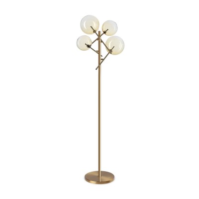 Lampa de podea EQUINOXE PT4 antique brass/ faded amber