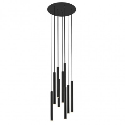 Lustra LED design minimalist cu 9 pendule LOYA negru mat