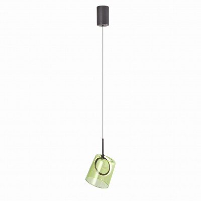 Pendul modern LED 3000K, inaltime reglabila, sticla, verde, Zula