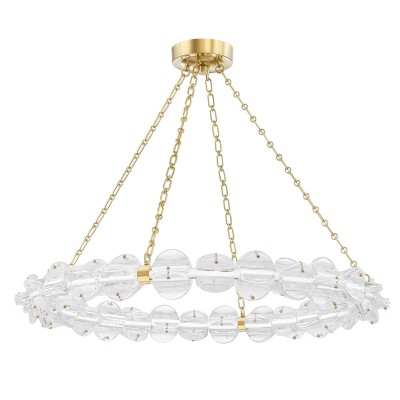 Lustra Circulara, Sticla Texturata, Design Lux, Auriu, Lindley