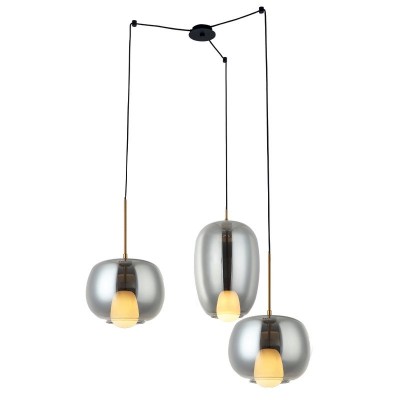 Lustra cu 3 Pendule, Sticla, Fumuriu, 3XG9 Pendant