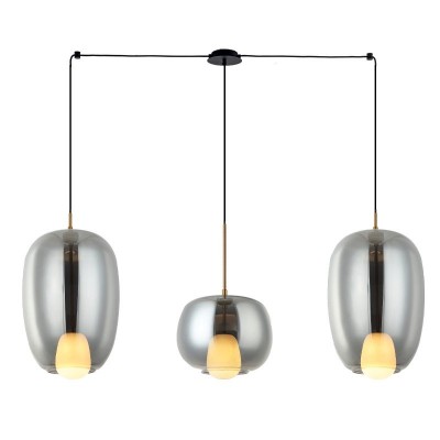 Lustra cu 3 Pendule, Sticla, Fumuriu, 3XG9 Pendant LINE