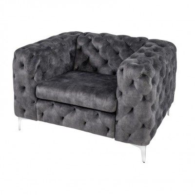 Fotoliu design Chesterfield, Catifea, Gri, MODERN BAROCK