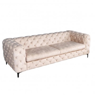 Canapea design Chesterfield, Catifea, Champagner, MODERN BAROCK