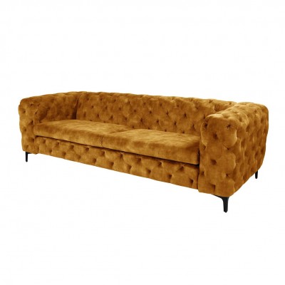 Canapea design Chesterfield, Catifea, Galben Mustar, MODERN BAROCK