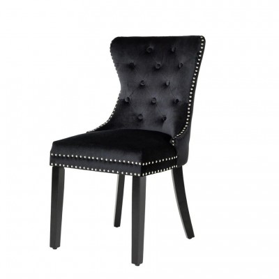 Set 2 scaune Stil Baroc, Catifea, Negru, CASTLE