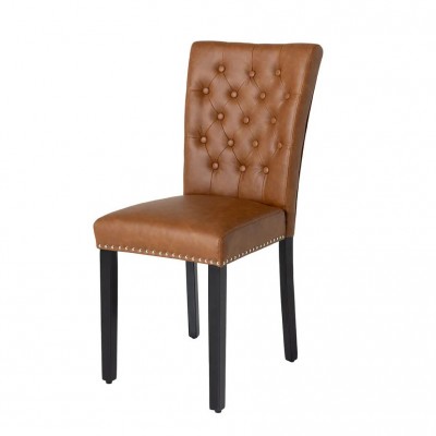 Set 2 scaune Stil Baroc, Piele Sintetica, Maro Coniac, CASTLE