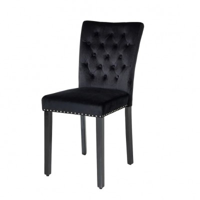 Set 2 scaune Stil Baroc, Catifea, Negru, CASTLE