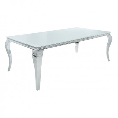 Masa Dining Eleganta, Sticla, Alb, Modern Barock 200cm