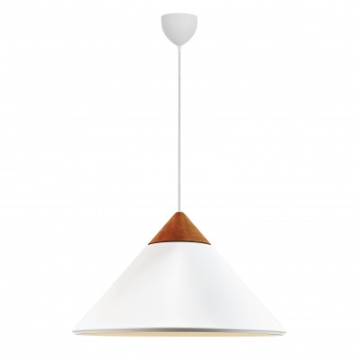 Lustra, Pendul Design Nordic Minimalist, Lemn, Metal, Kinto alb