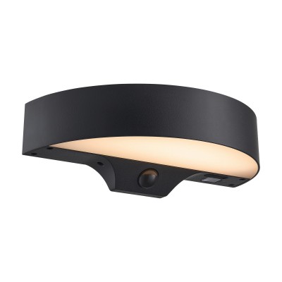 Aplica solara cu senzor de miscare, protectie IP44, Monay Round negru