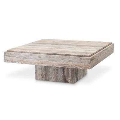 Masuta de Cafea Design LUX, Travertin, Silver, Sartoria, 83x83cm