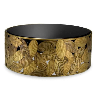 Masuta de Cafea Design LUX, Alama, Sticla, Negru, Botanico