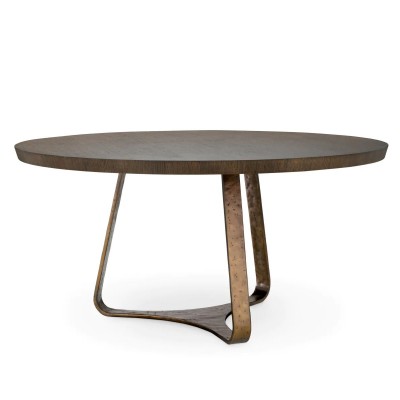 Masa Rotunda LUX din Aluminiu, Furnir de Stejar, Cambronne 152cm