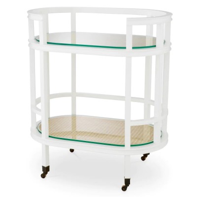 Gheridon LUX, Lemn, Rattan, Bahamas alb