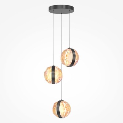 Lustra cu 3 pendule LED, Sticla, Multicolor, Misterio