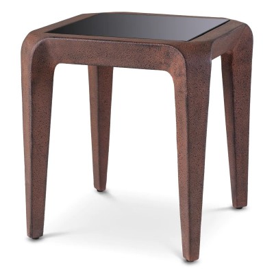 Masuta laterala LUX, Aluminiu Reciclat, Sticla Neagra, Quentin