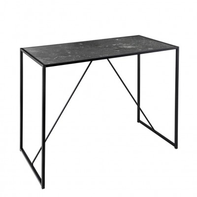 Masa din bar design industrial Slim Line 120cm, negru efect de marmura