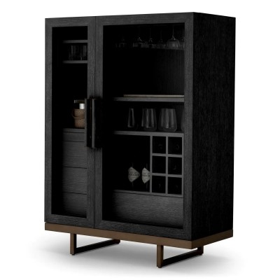 Bufet, Bar design LUX, Furnir de stejar gri carbune, Connaught