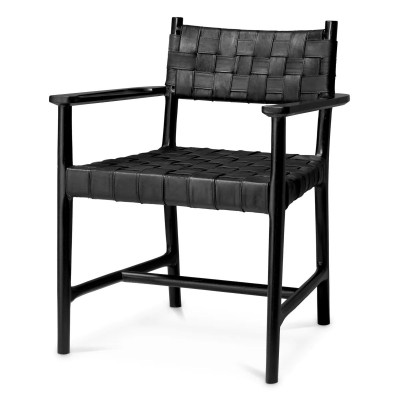 Scaun design LUX, Piele clasica neagra, Lemn, Tiberio