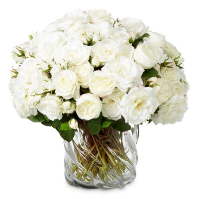 Buchet artificial LUX din 72 de trandafiri albi, Roses