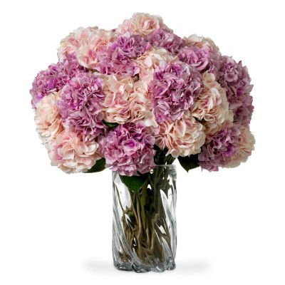 Buchet artificial LUX din 48 de hortensii roz, Hydrangeas