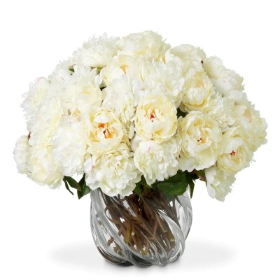 Buchet artificial LUX din 48 de bujori albi, Peonies