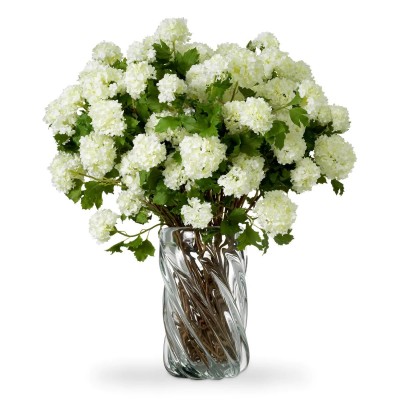 Buchet artificial LUX din 36 fire Hortensii albe, Hydrangeas snowball 