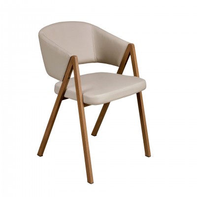 Scaun design LUX Otel, Nuc, Piele sintetica, Mink