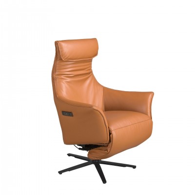 Fotoliu pivotant, functie relax, tapitat cu piele Brown