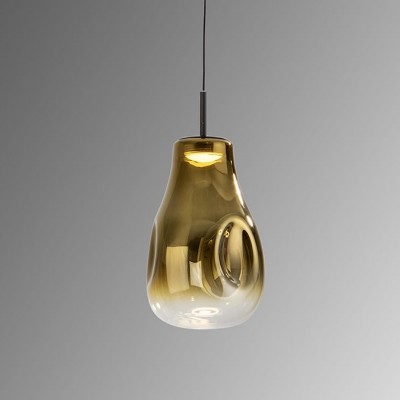 Pendul LED design modern Aledis negru/ auriu