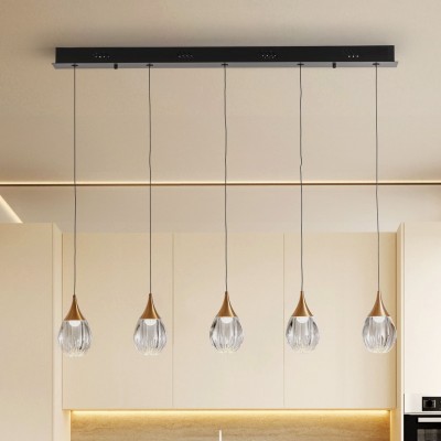 Lustra LED dimabila design modern Corina 5L negru/cupru