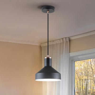 Lustra/Pendul din metal design moderm Irias negru/cupru