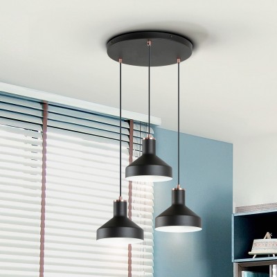 Lustra suspendata din metal design moderm Irias 3L negru/cupru