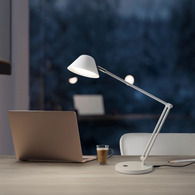 Veioza/Lampa de birou LED cu brat articulat Taros alba