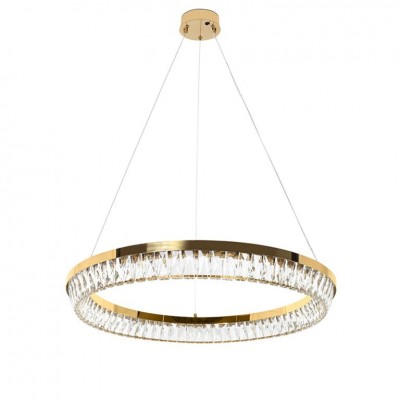 Lustra suspendata LED, Metal, Sticla, SAYOV 80 auriu