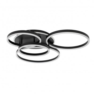 Plafoniera LED cu Telecomanda, Design Geormetric, RINGS 5 negru