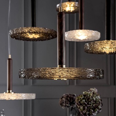 Pendul LED LUX, Lemn masiv, Sticla Turnata, MACRABÈ Small