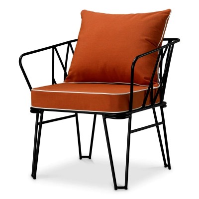 Scaun design LUX pentru exterior, Tesatura, Metal, Clifton blaise orange