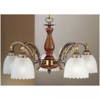 Candelabru 5 brate design italian din alama cu lemn 3950