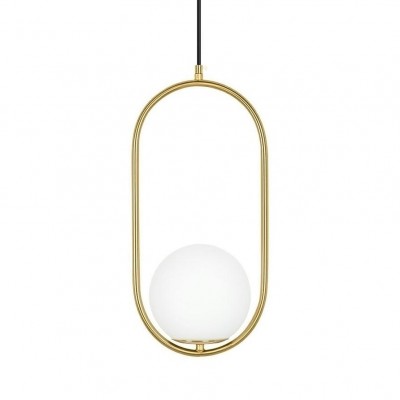 Lustra design miminalist, Metal auriu, Glob Sticla, AURELIA 40