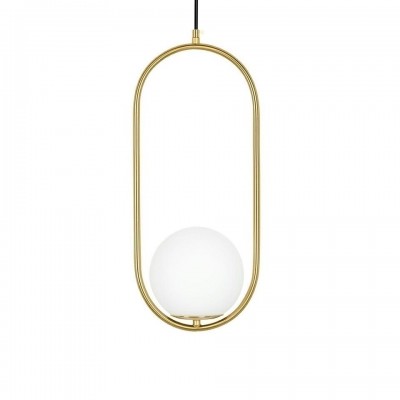 Lustra design miminalist, Metal auriu, Glob Sticla, AURELIA 50