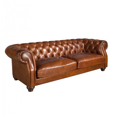 Canapea 3 locuri design italian Chesterfield piele maro