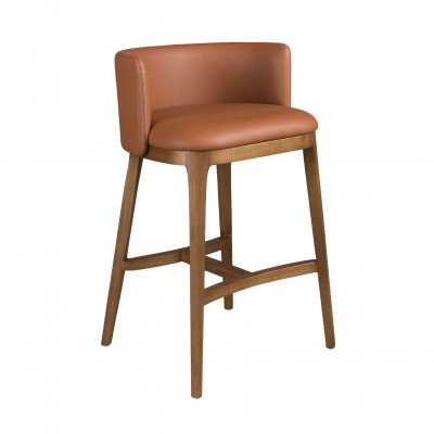 Scaun de bar design LUX, Nuc, Piele sintetica, Brown