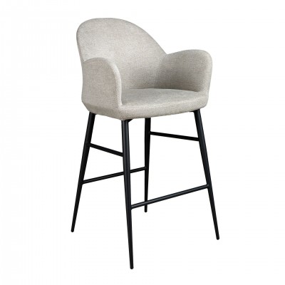 Scaun de bar design LUX, Metal, Tesatura, Light grey