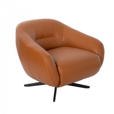 Fotoliu pivotant design LUX, Piele naturala, Cowhide maro